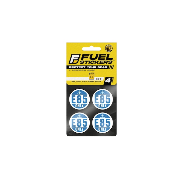 E85 Sticker, Flex Fuel Label for Fleet Vehicles: Car, Truck, Van, Hvy-Dty, 1'' Dia, 48PK